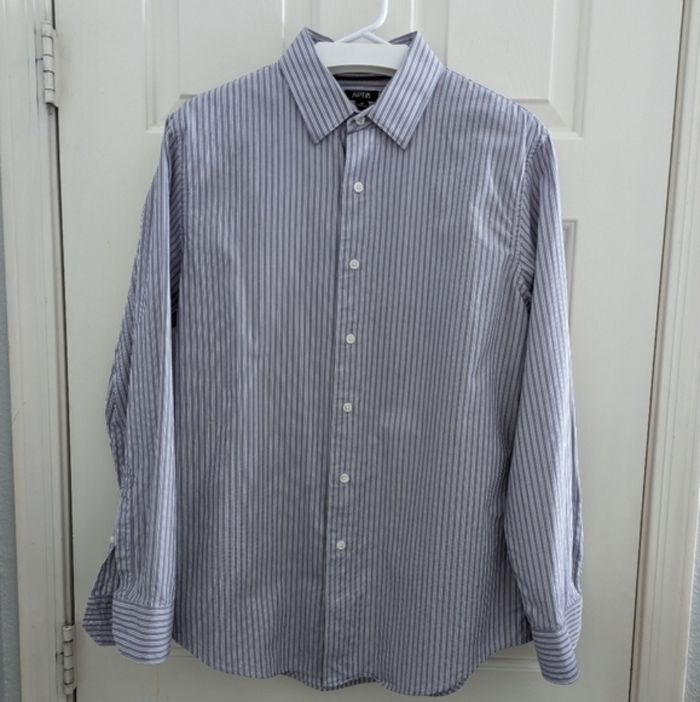 Apt.9‎ Men's Dress Shirt, Purple/White Stripe, Long Sleeve, Cotton Size M
